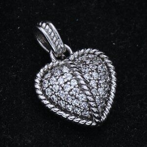 Judith Ripka - Sterling Silver Cubic Zirconia Heart Charm
